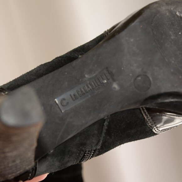 La Canadienne Black Suede Heeled Waterproof Boots Sz 7.5 - Picture 12 of 12